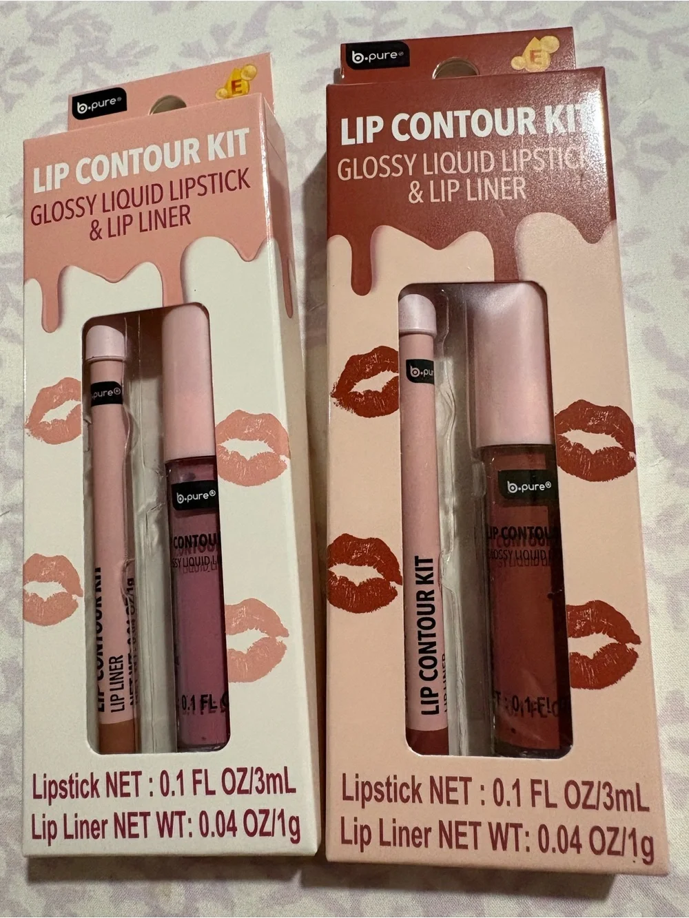 Lip Contour Kit — Glossy Liquid Lipstick & Lip Liner (Pink, Rose)